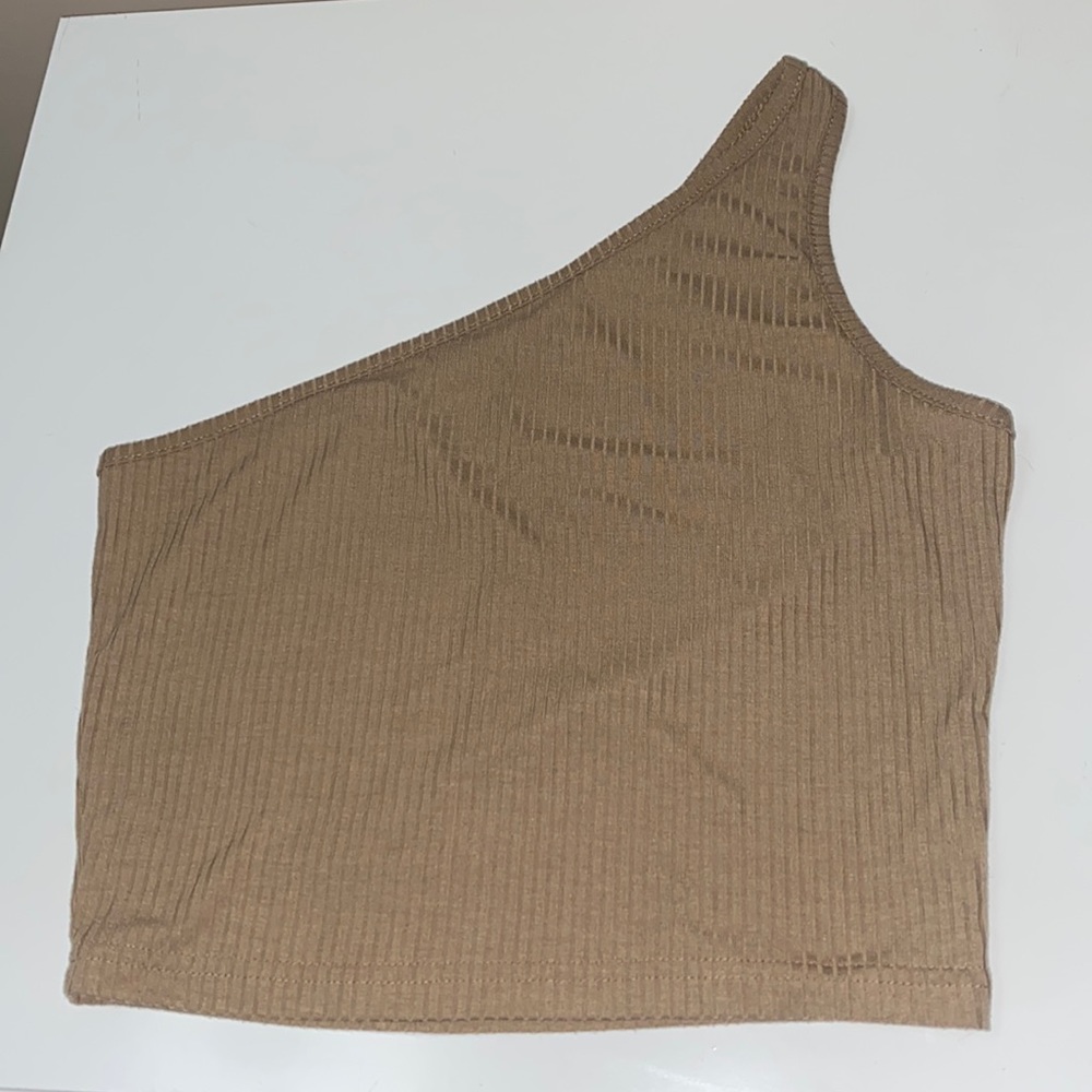 Asymmetrical Tan Crop Top